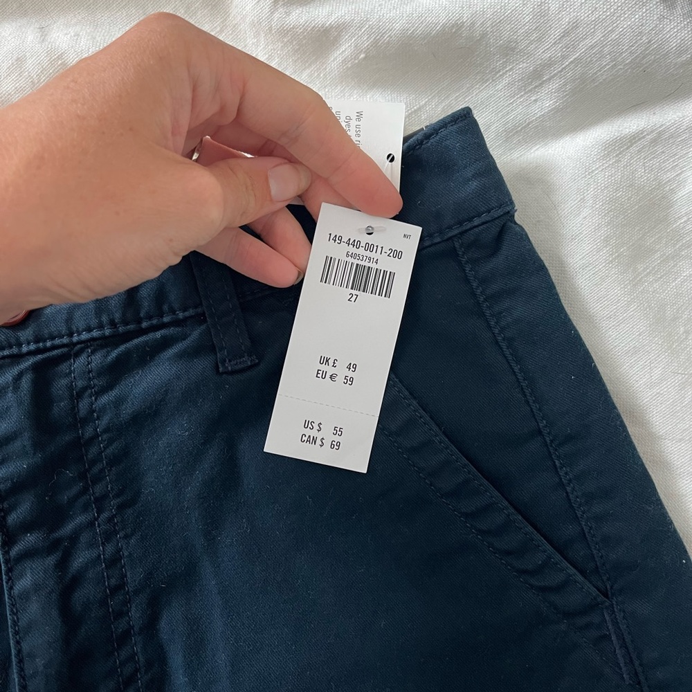NWT Navy Abercrombie High Wasted Chino Shorts